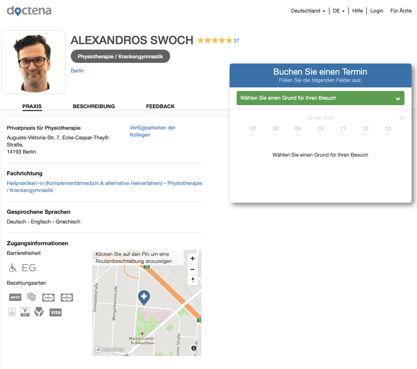 OnlineTermine  Physiotherapie Alexandros Swoch Berlin